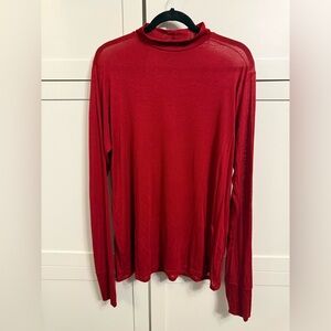 Marcella Addy Red Semi Sheer Mock Neck Top w/ Thumb Holes XXXL